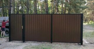 Купить распашные ворота из профнастила Гудермес, цена от 2805 руб.